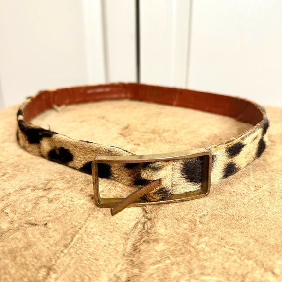 Vintage Authentic Winter Furs Leopard Cheetah Print Leather Belt Size Small - Picture 3 of 12